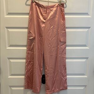 Miss Selfridge Pink Satin Wide-Leg Pants